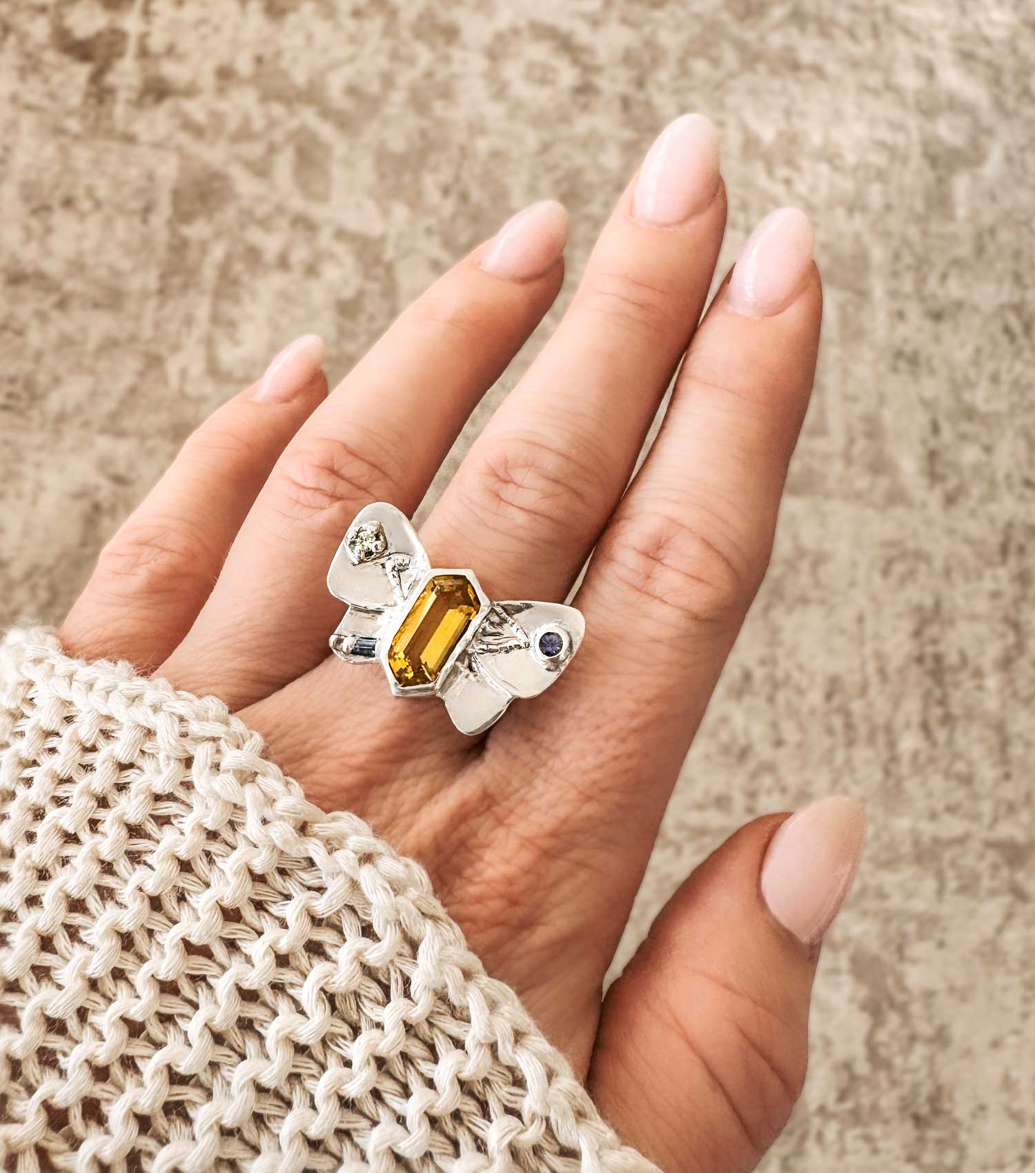 KIPEPEO BUTTERFLY CITRINE RING