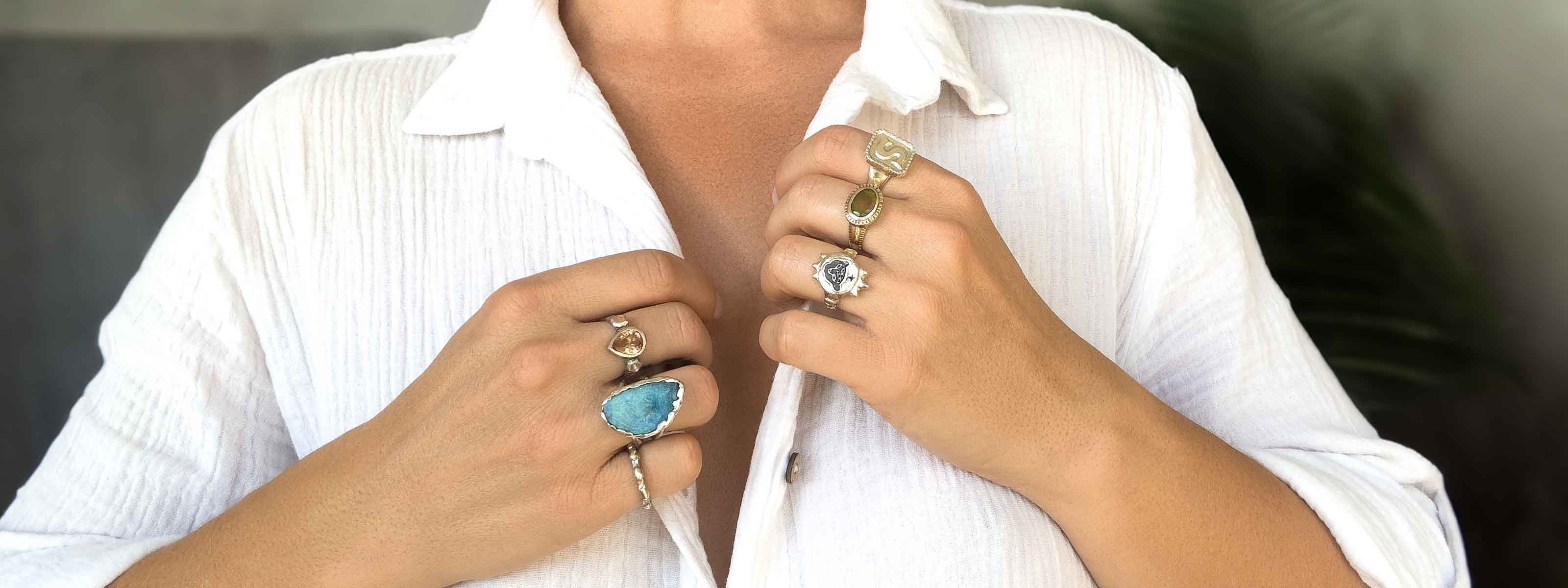 Handmade stacking rings, statement solid sterling silver rings, Brisbane Australia