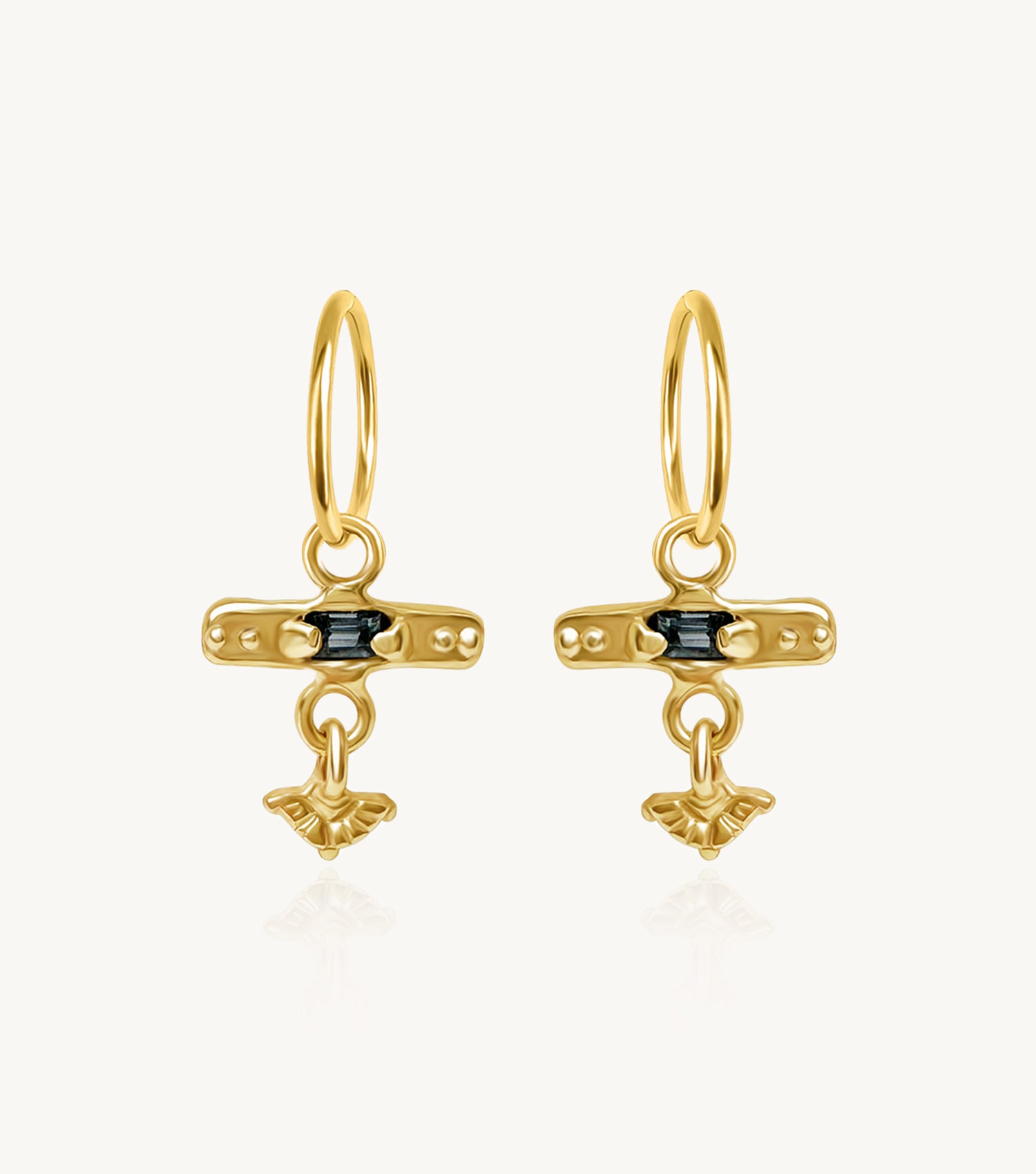 TOTEM CHARM HOOPS 9CT GOLD